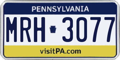 PA license plate MRH3077