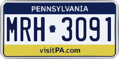 PA license plate MRH3091