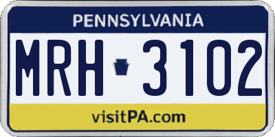 PA license plate MRH3102