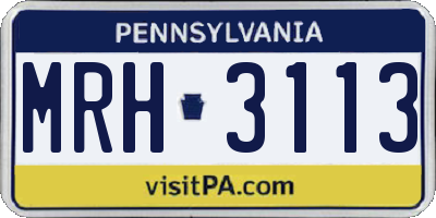 PA license plate MRH3113