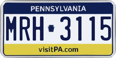 PA license plate MRH3115