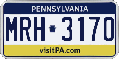 PA license plate MRH3170