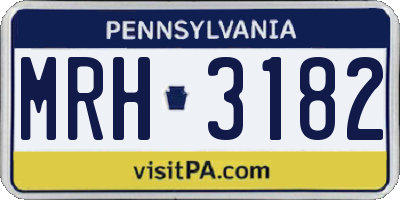 PA license plate MRH3182