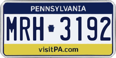 PA license plate MRH3192