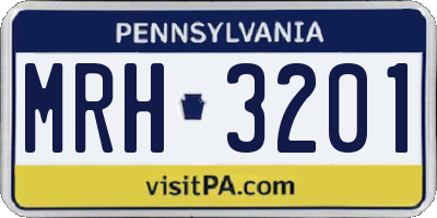 PA license plate MRH3201