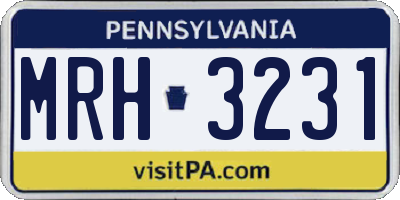 PA license plate MRH3231