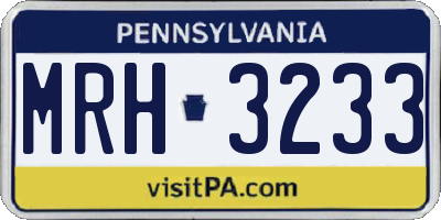 PA license plate MRH3233