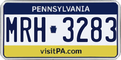PA license plate MRH3283