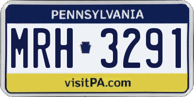 PA license plate MRH3291
