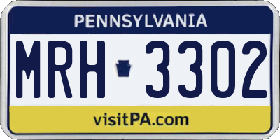 PA license plate MRH3302