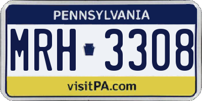 PA license plate MRH3308
