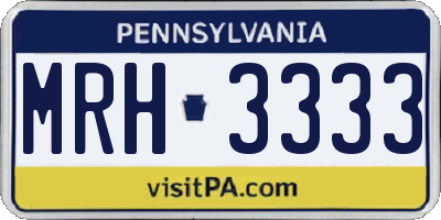 PA license plate MRH3333