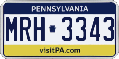 PA license plate MRH3343