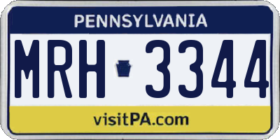 PA license plate MRH3344