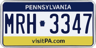 PA license plate MRH3347