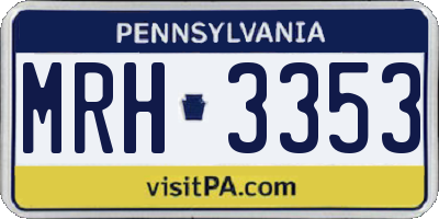 PA license plate MRH3353