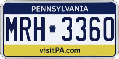 PA license plate MRH3360