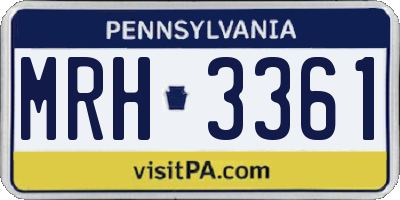 PA license plate MRH3361