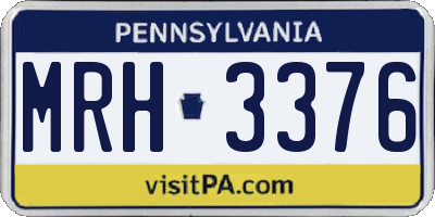 PA license plate MRH3376