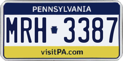 PA license plate MRH3387