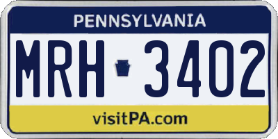 PA license plate MRH3402