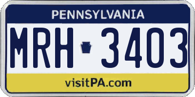 PA license plate MRH3403