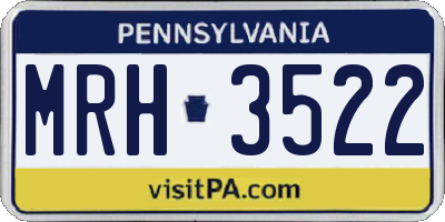 PA license plate MRH3522