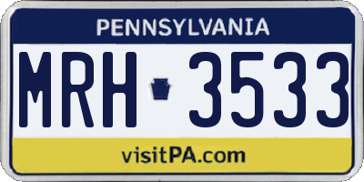 PA license plate MRH3533