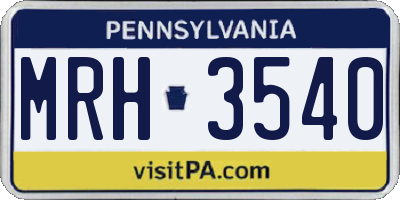 PA license plate MRH3540