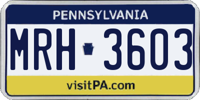 PA license plate MRH3603