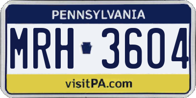 PA license plate MRH3604