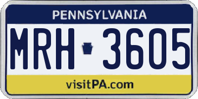 PA license plate MRH3605