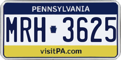 PA license plate MRH3625