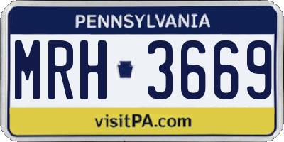 PA license plate MRH3669