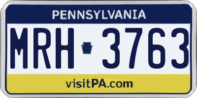 PA license plate MRH3763