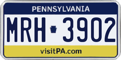PA license plate MRH3902
