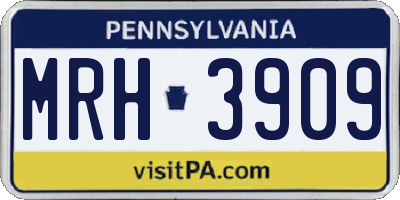 PA license plate MRH3909