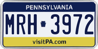 PA license plate MRH3972