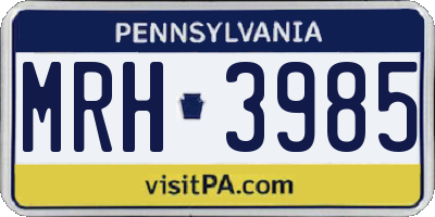 PA license plate MRH3985