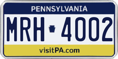 PA license plate MRH4002