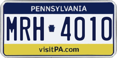 PA license plate MRH4010