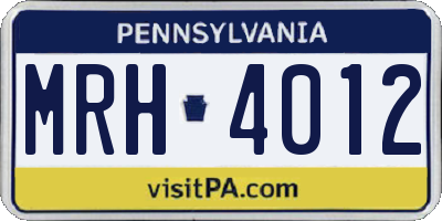PA license plate MRH4012
