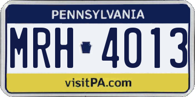 PA license plate MRH4013