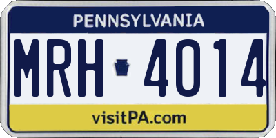PA license plate MRH4014