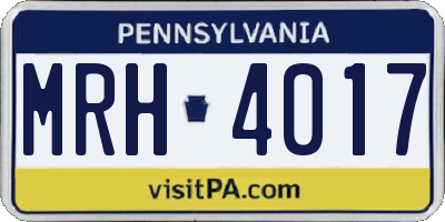 PA license plate MRH4017