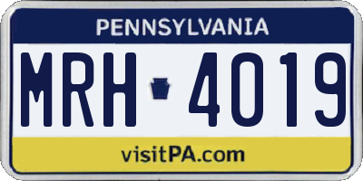PA license plate MRH4019
