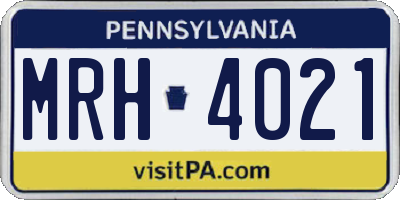 PA license plate MRH4021