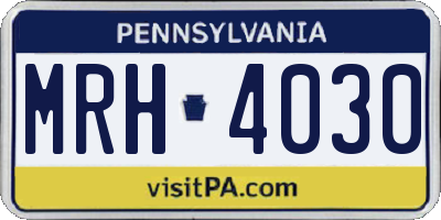 PA license plate MRH4030