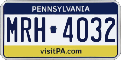 PA license plate MRH4032