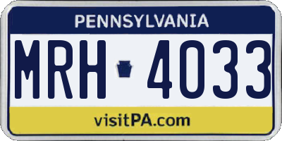 PA license plate MRH4033